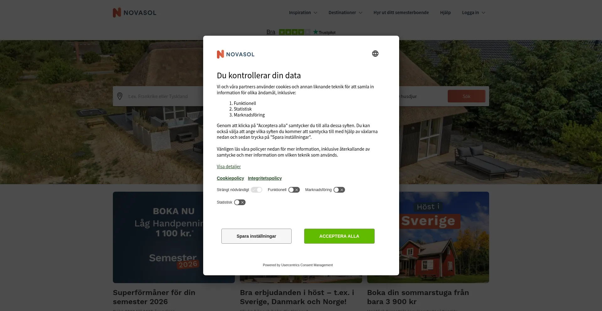 Novasol.se Screenshot