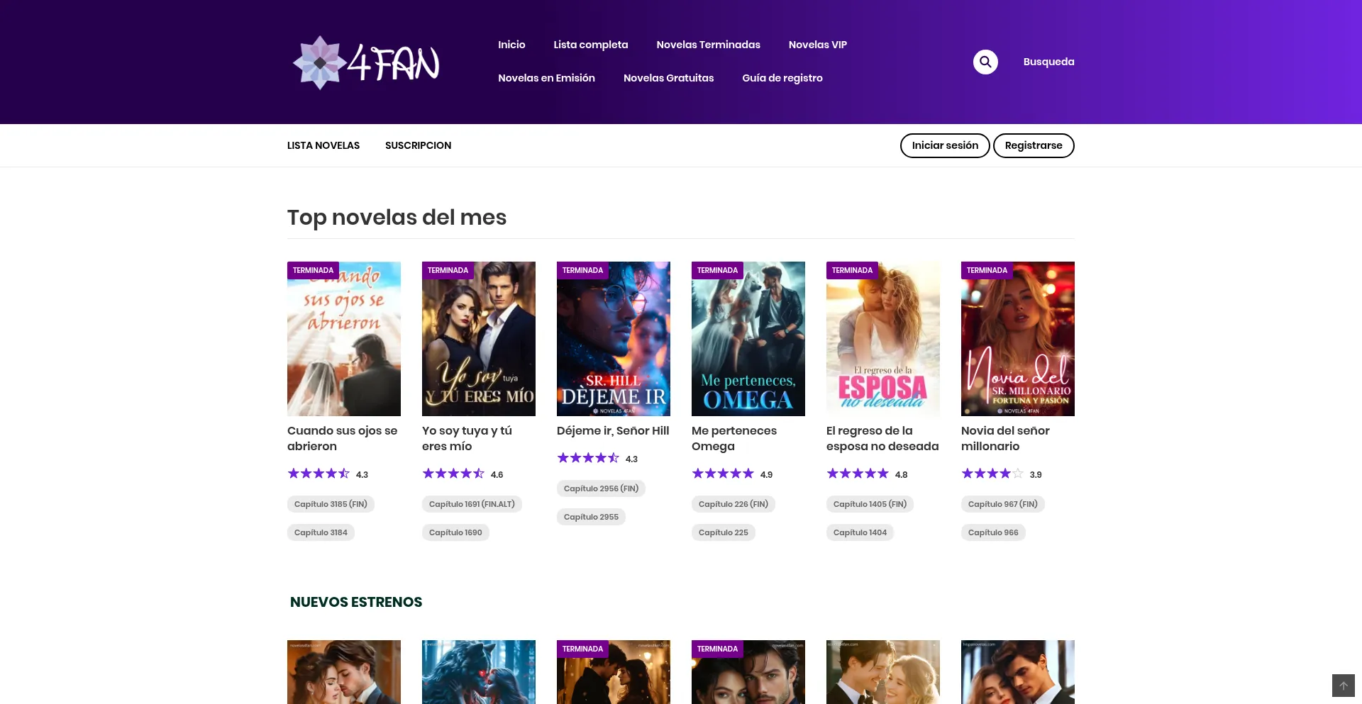 Website screenshot of Novelas4fan.com
