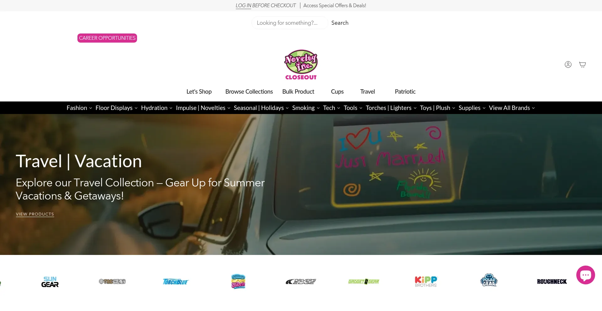 Website screenshot of Noveltycloseout.com