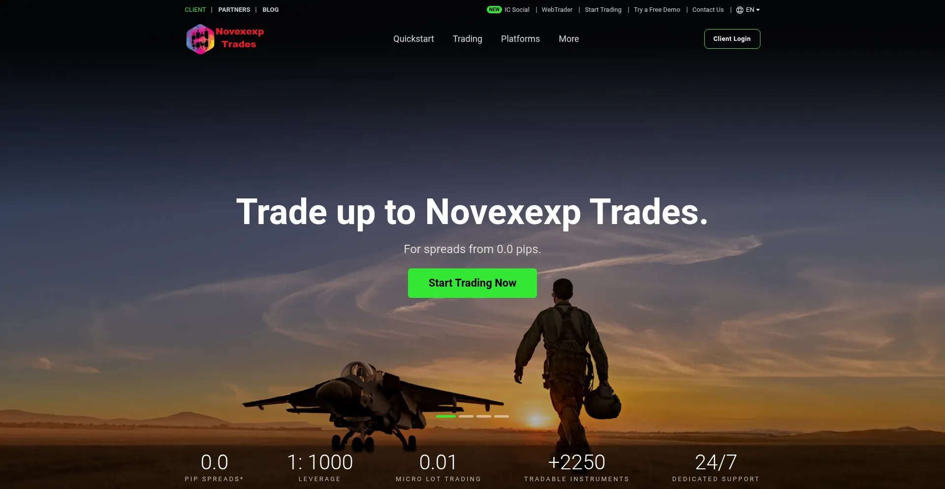 Website screenshot of Novexexptrades.online