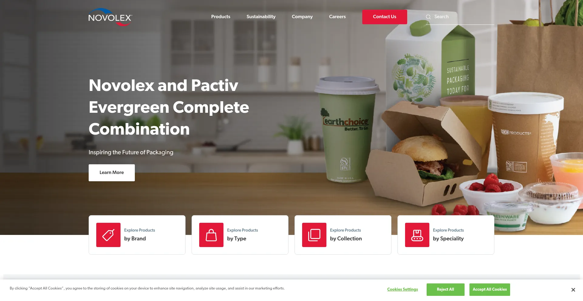 Website screenshot of Novolex.com
