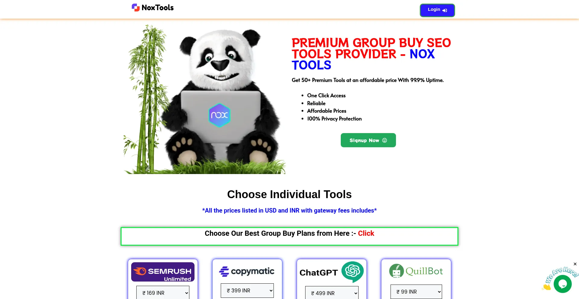 Website screenshot of Noxtools.com
