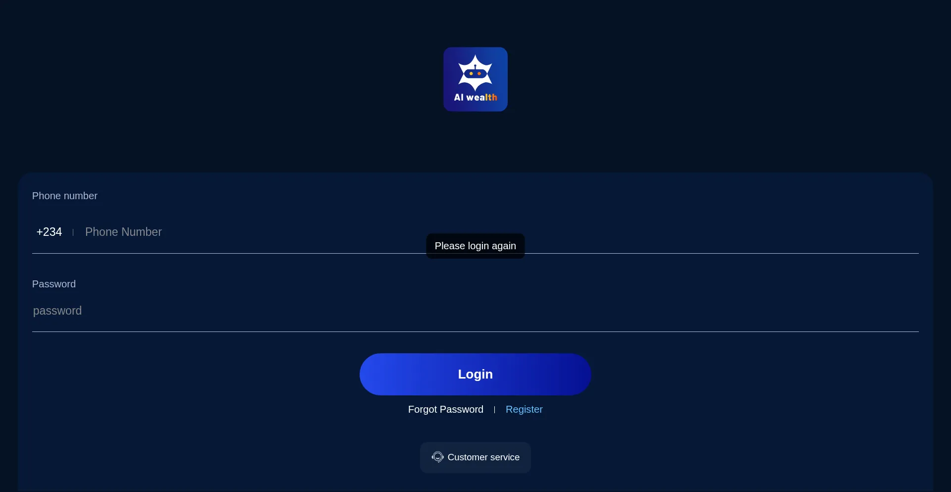 Website screenshot of Nr.aiwealth.live