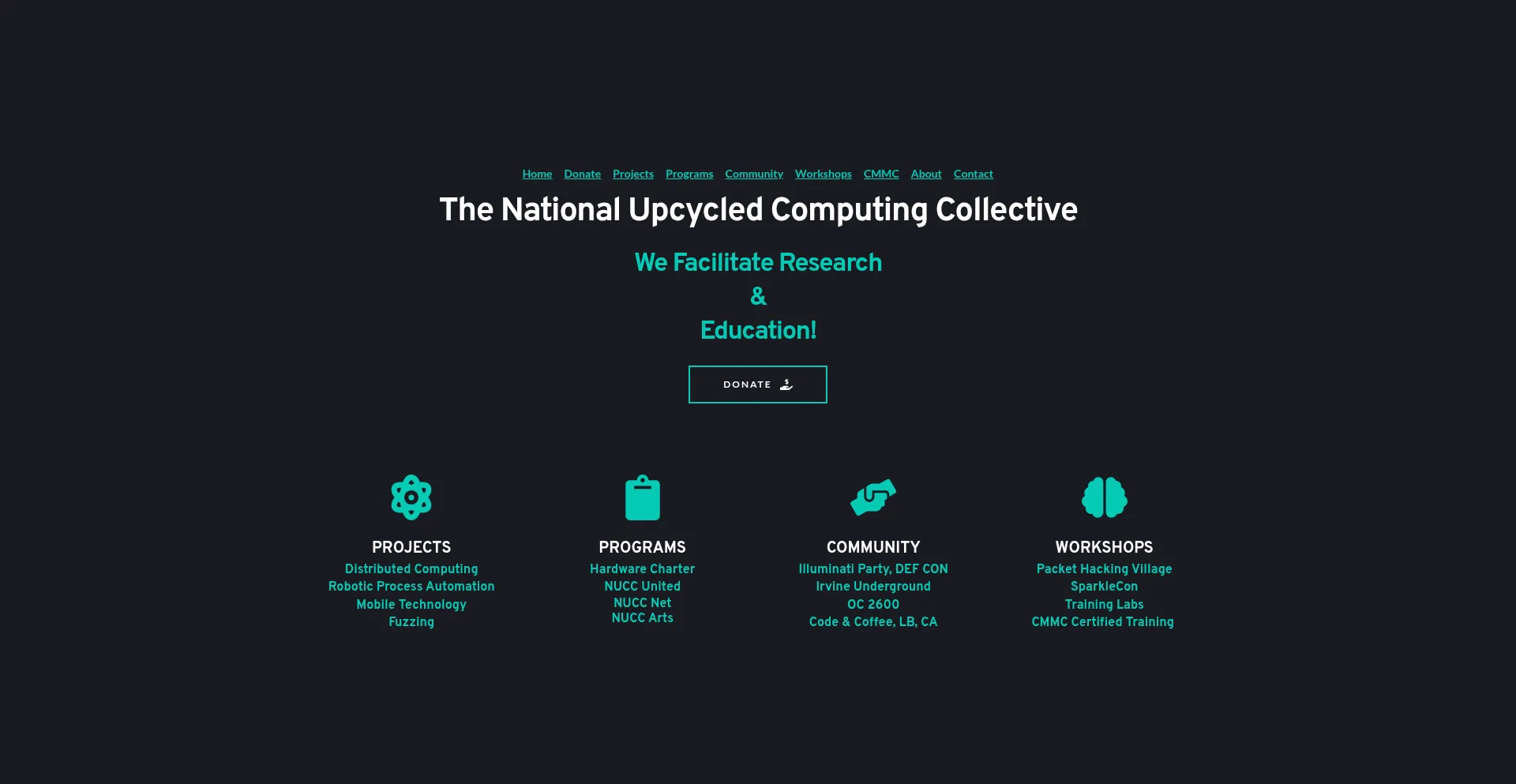 Website screenshot of Nuccinc.org