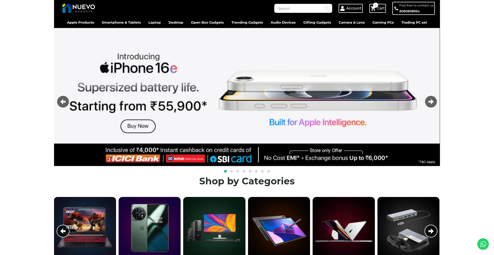 Website screenshot of Nuevogadgets.com
