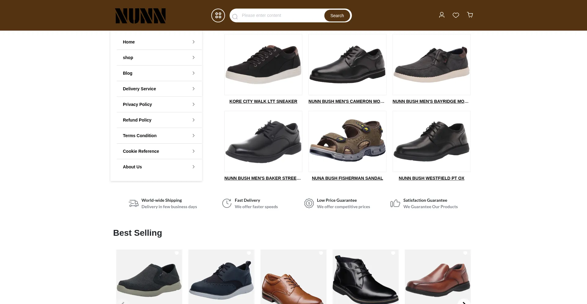 Website screenshot of Nunnbushmenshoesdirect.shop