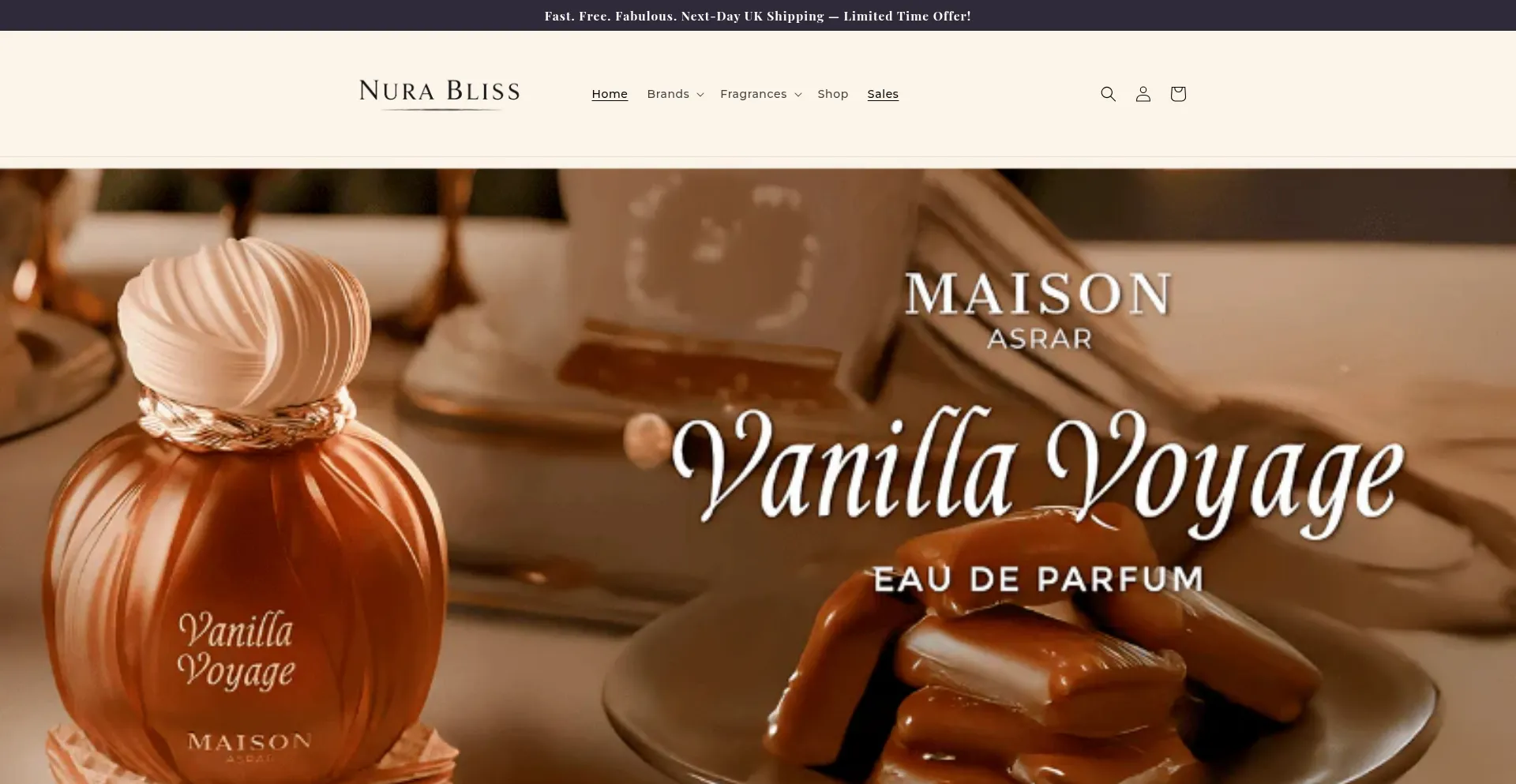 Website screenshot of Nurabliss.co.uk
