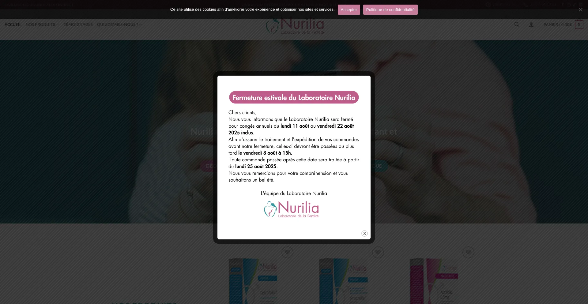 Website screenshot of Nurilia.com