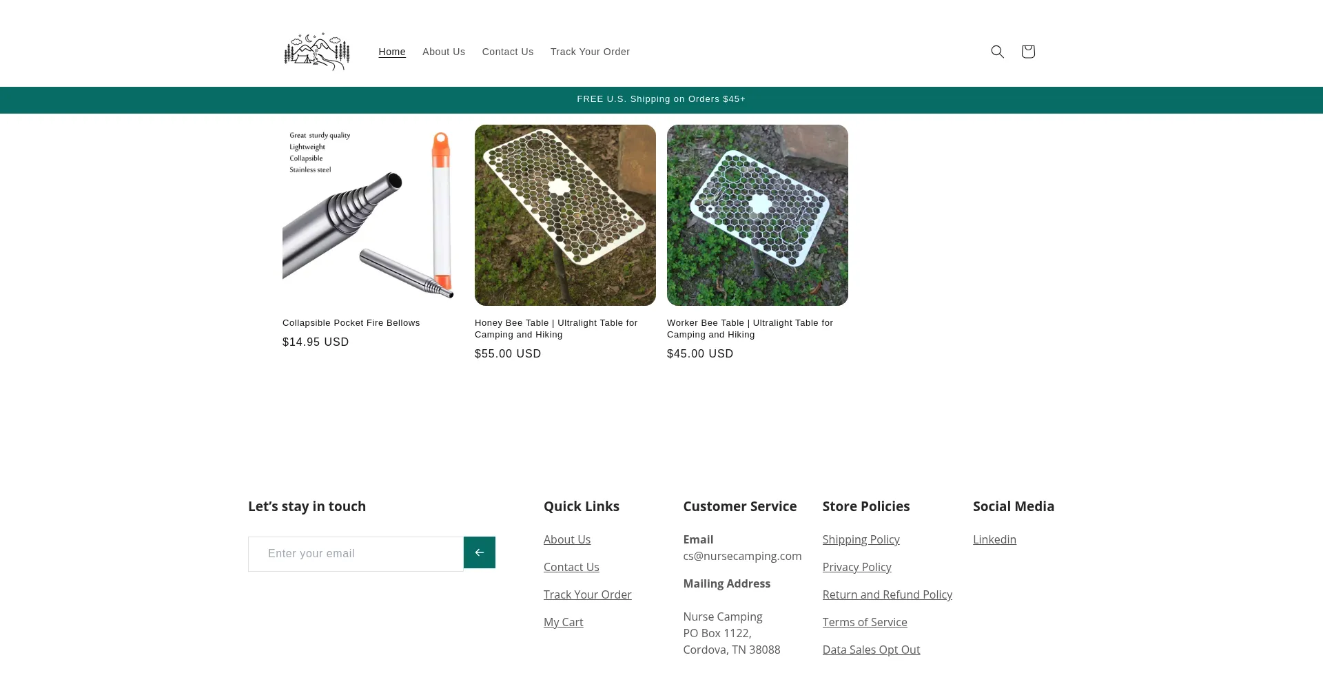 Website screenshot of Nursecamping.com