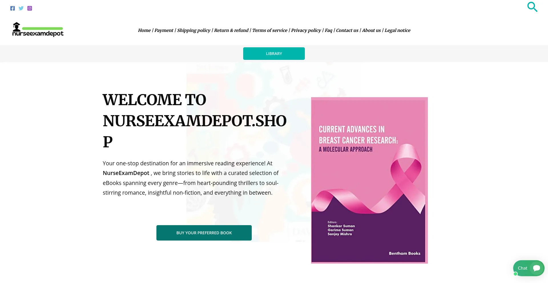 Website screenshot of Nurseexamdepot.shop