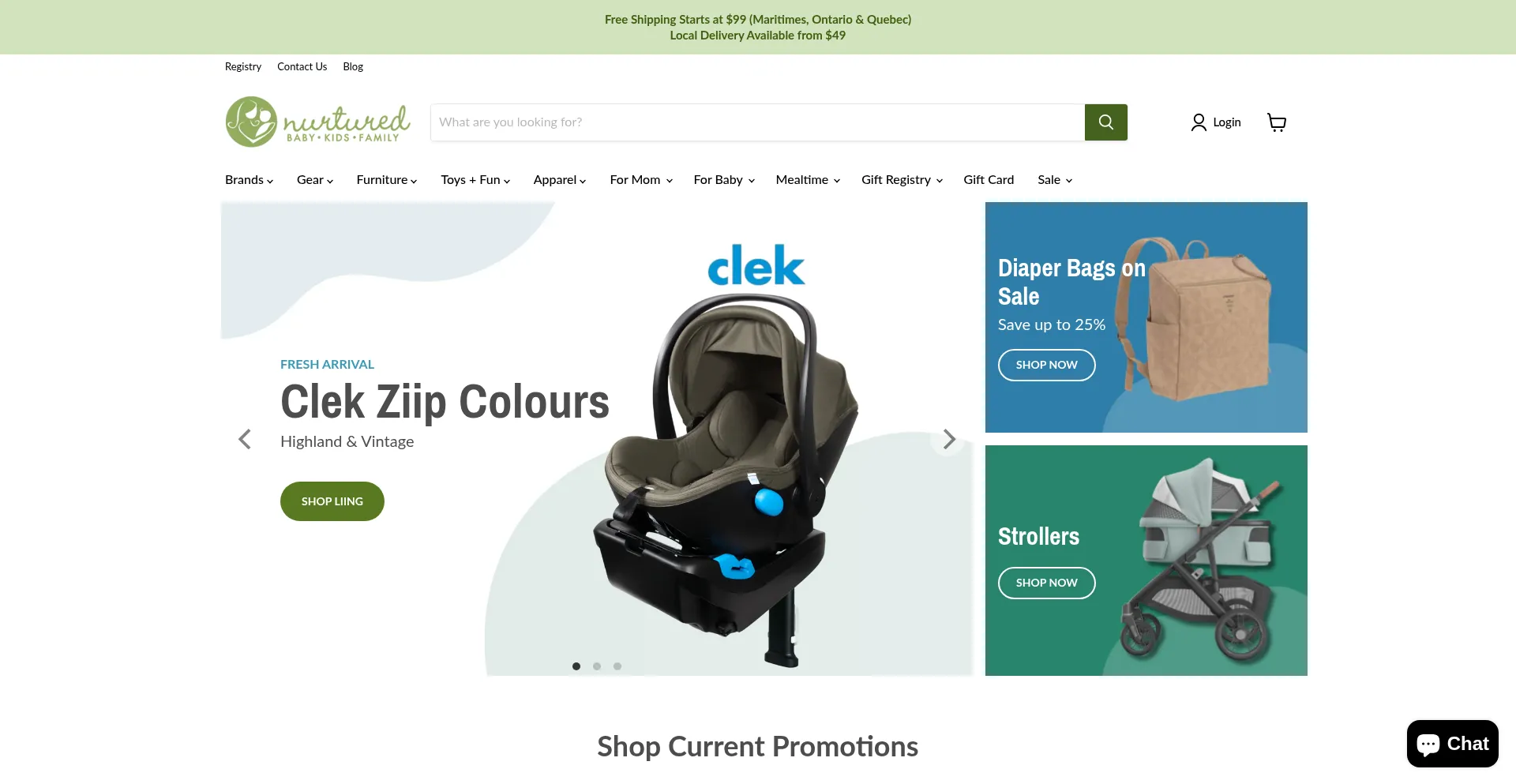 Website screenshot of Nurtured.ca