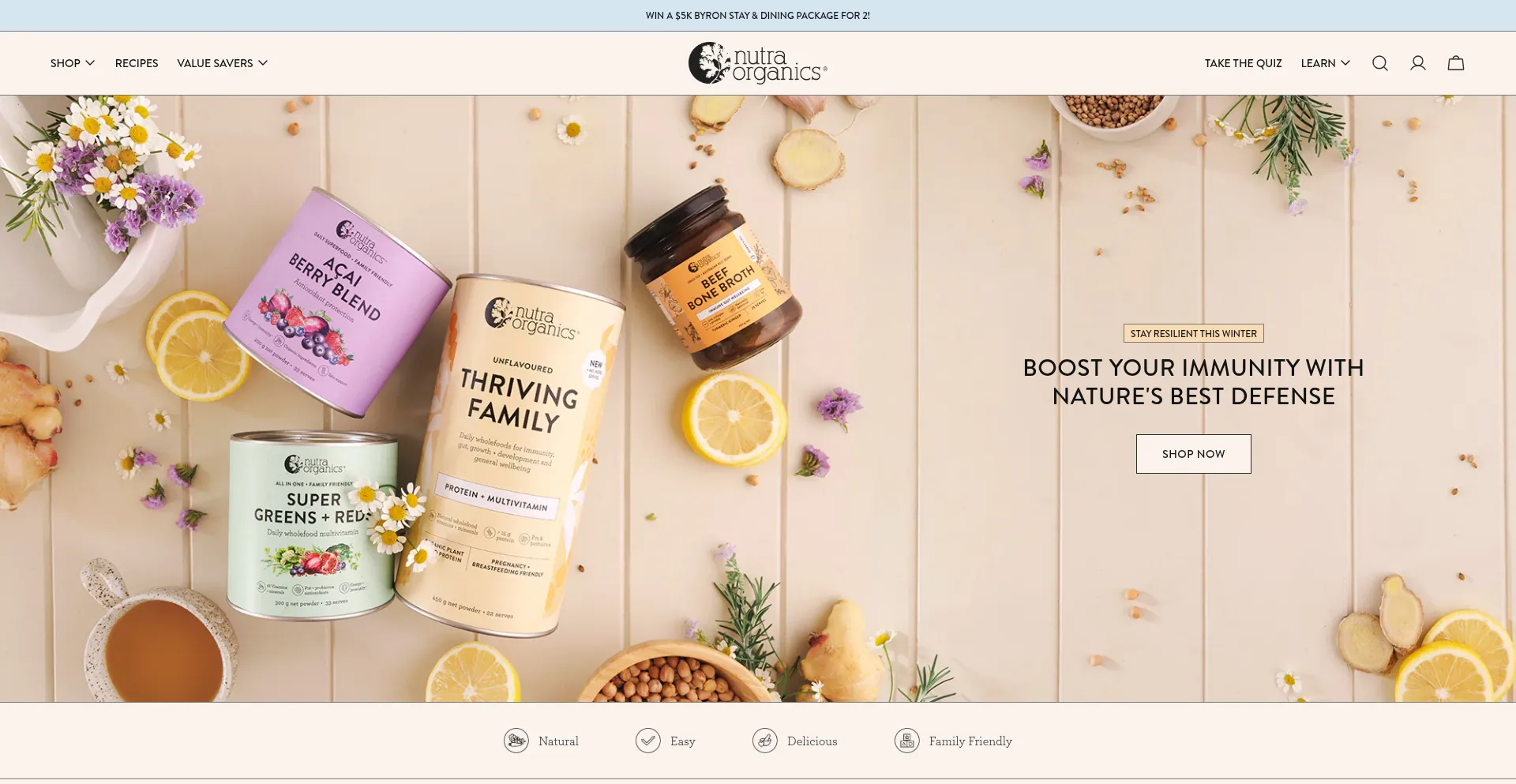 Website screenshot of Nutraorganics.com.au