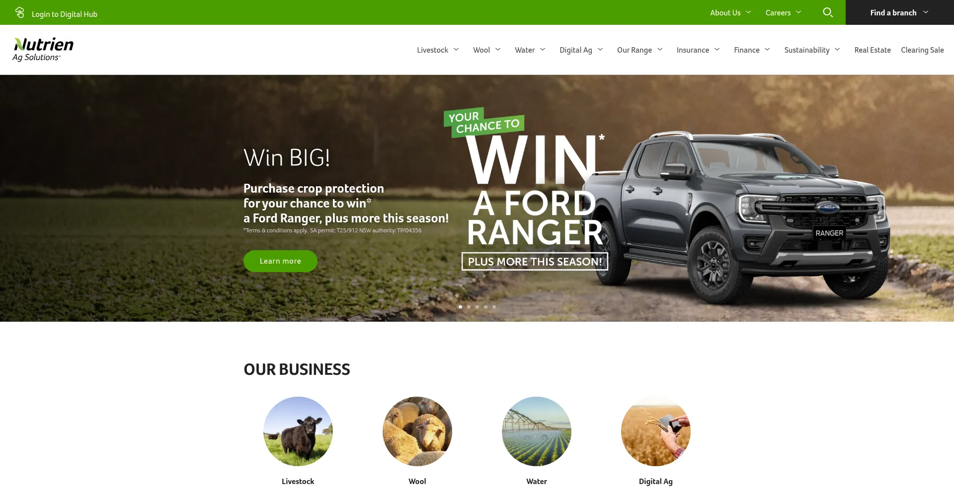 Website screenshot of Nutrien.com.au