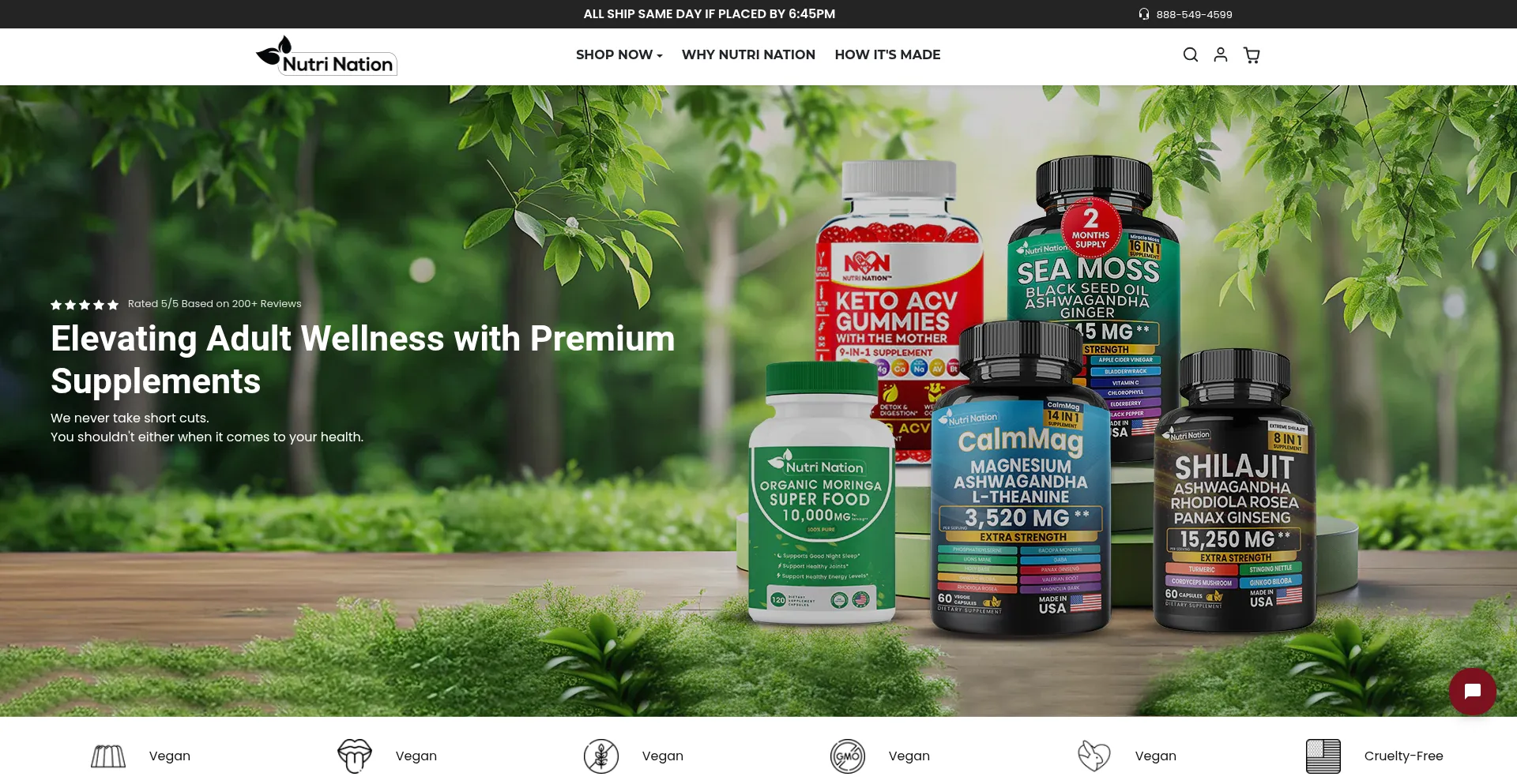 Website screenshot of Nutrination.com
