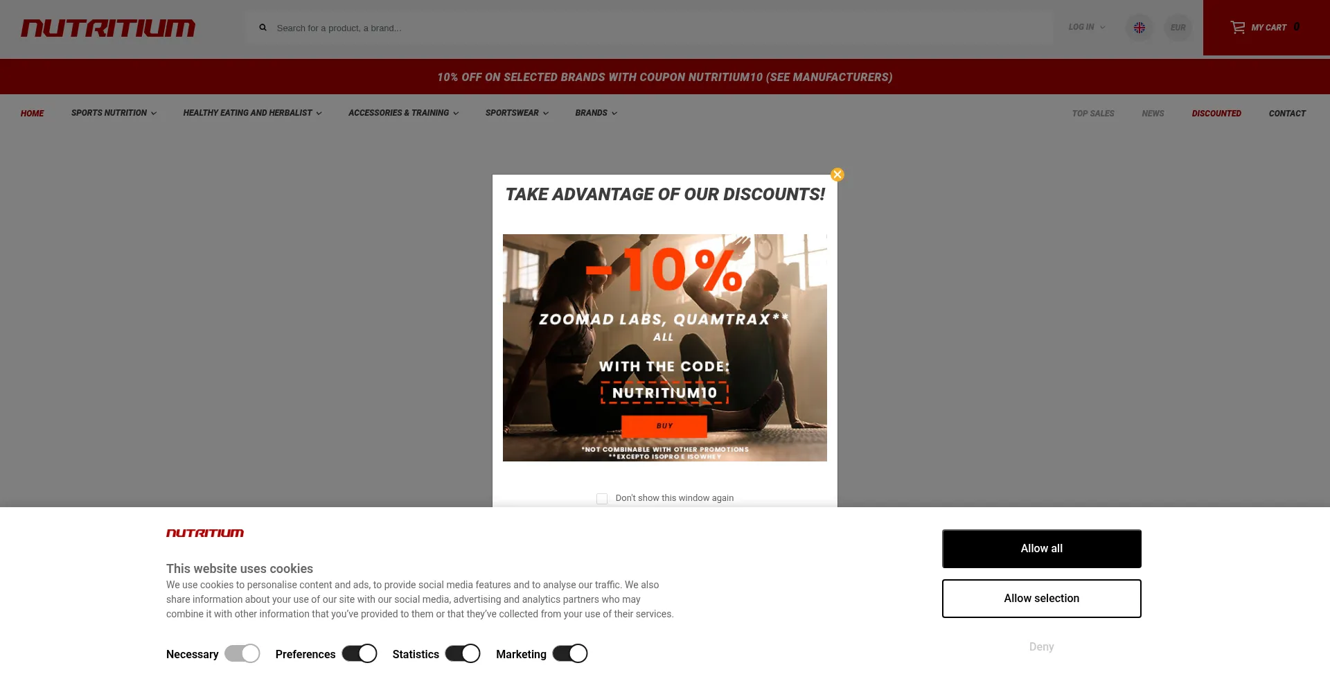Website screenshot of Nutritium.com
