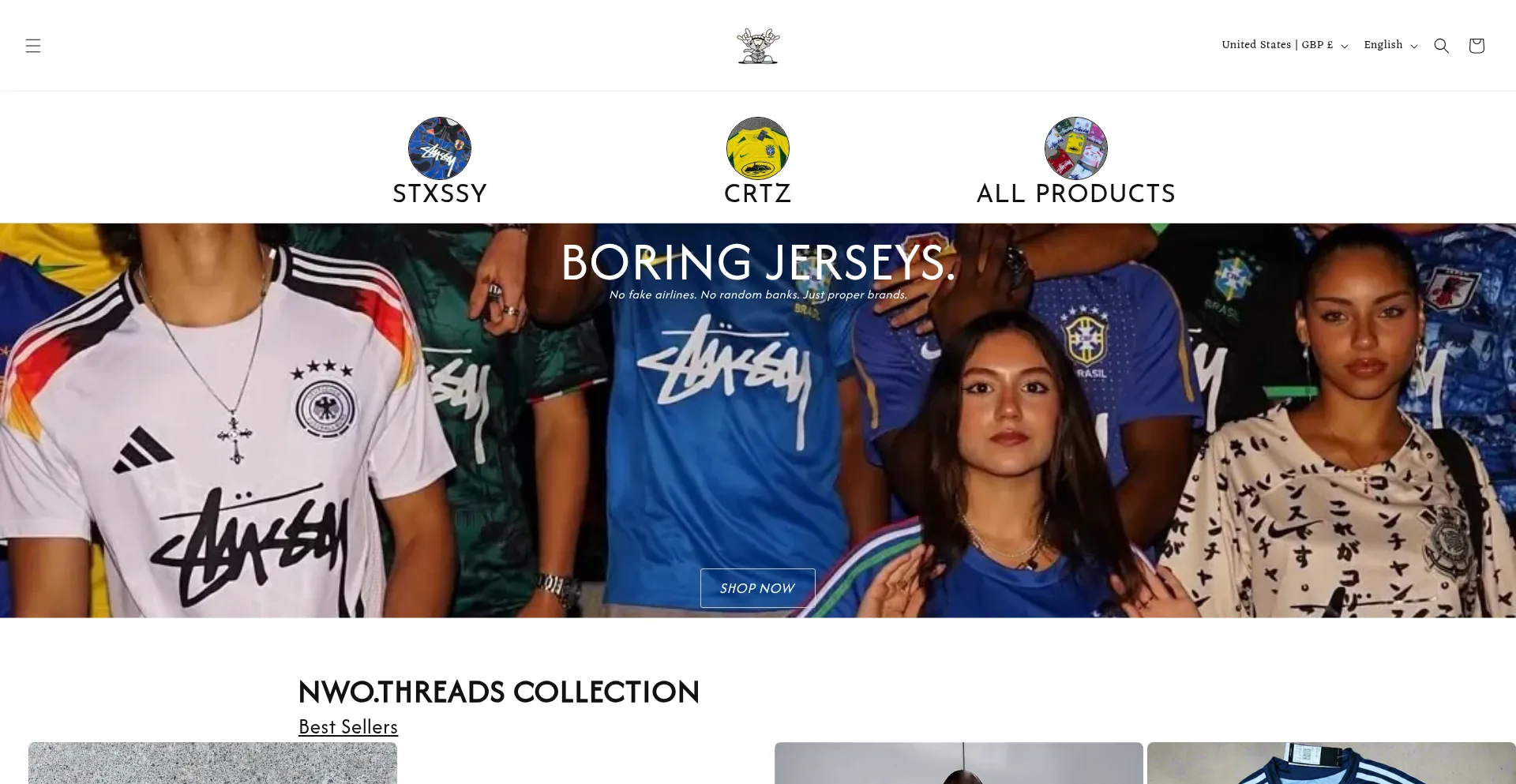 Website screenshot of Nwothreads.com