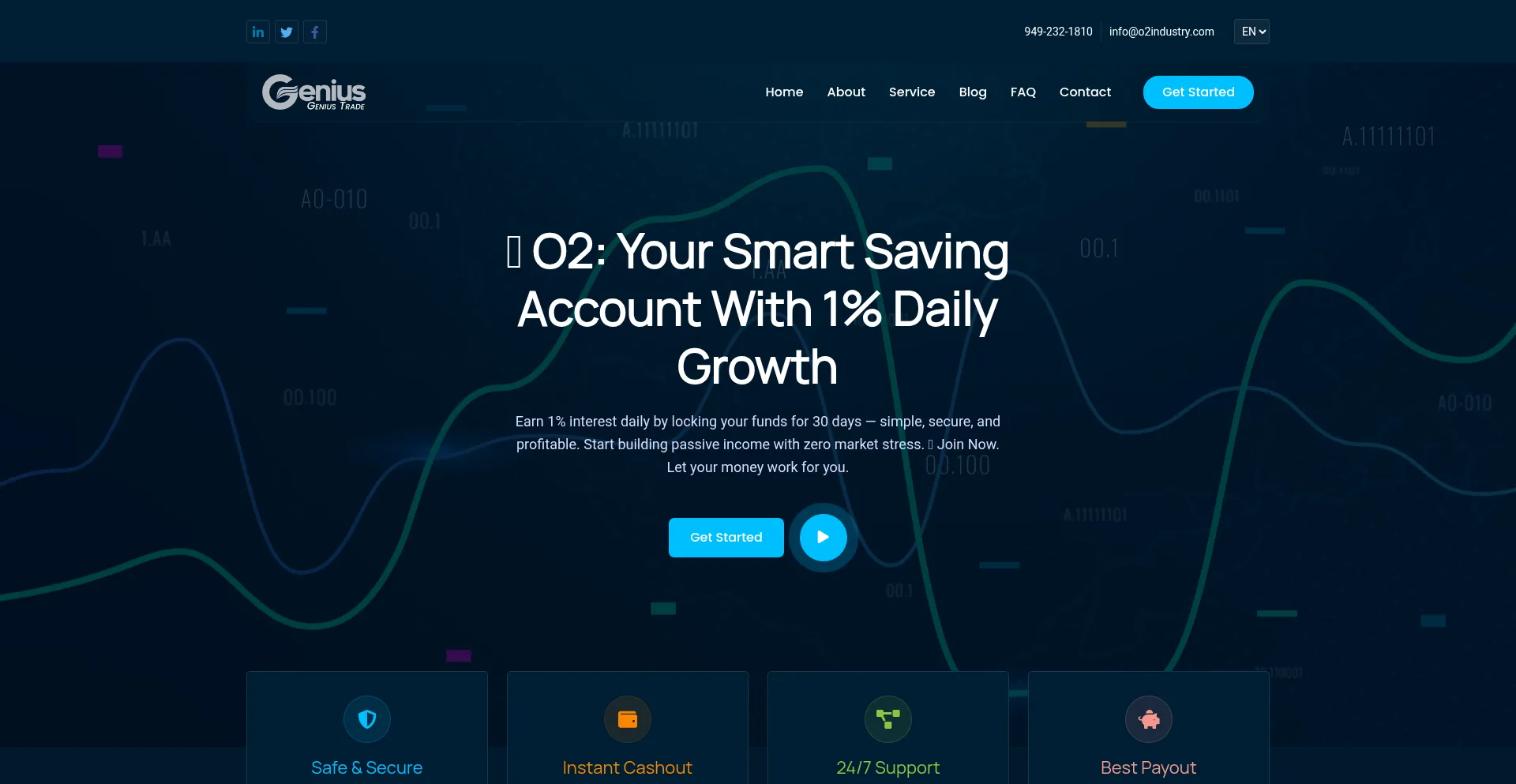 Website screenshot of O2industry.com