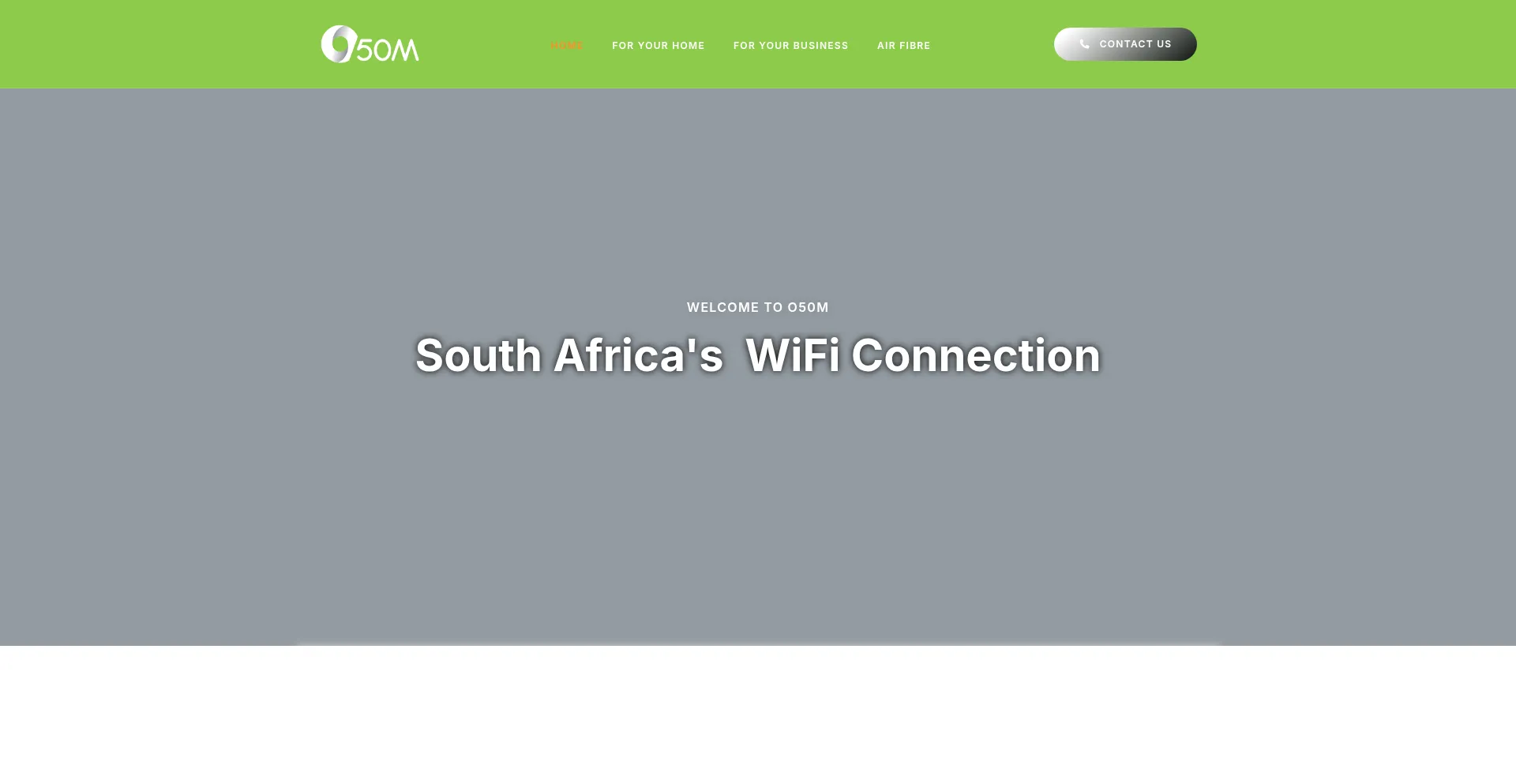 Website screenshot of O50m.co.za