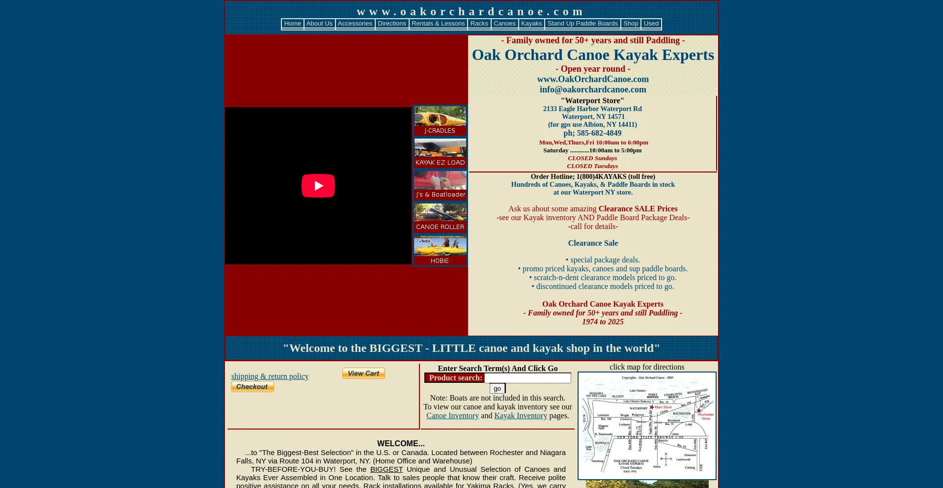 Website screenshot of Oakorchardcanoe.com