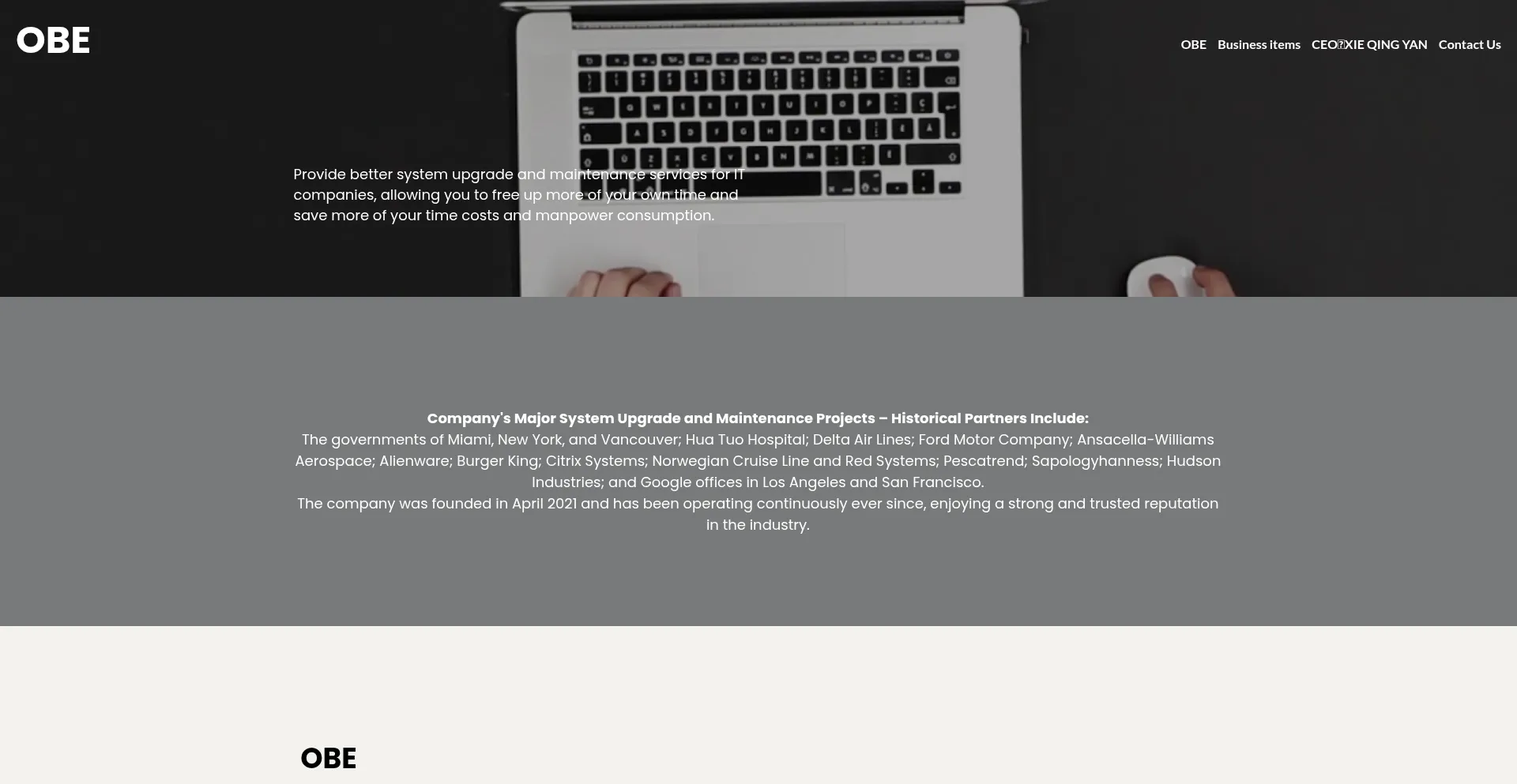Website screenshot of Obesdk.com