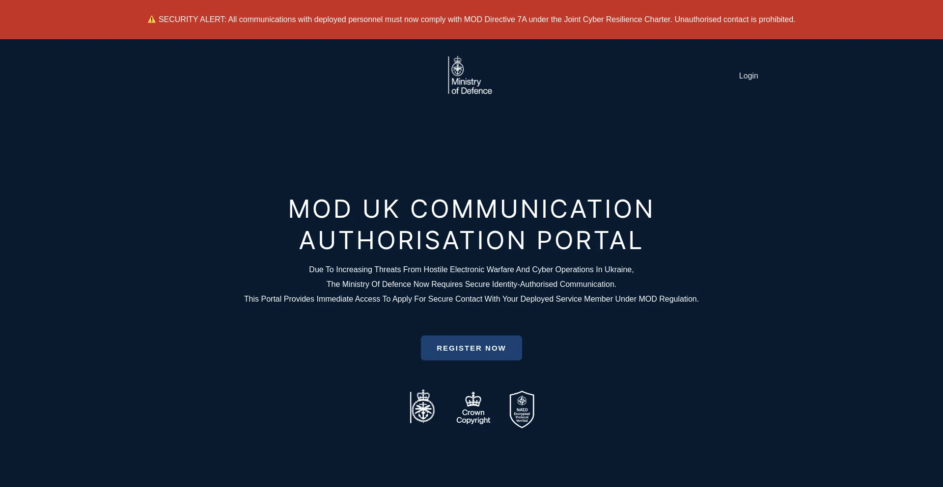 Website screenshot of Oca-mod.uk