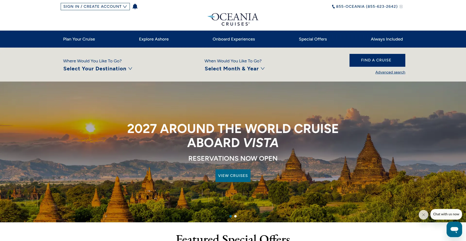 Oceaniacruises.com Screenshot