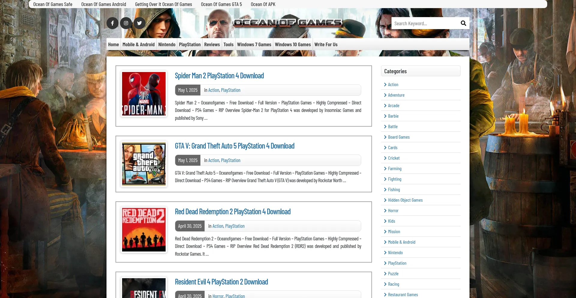 Website screenshot of Oceanovgames.com