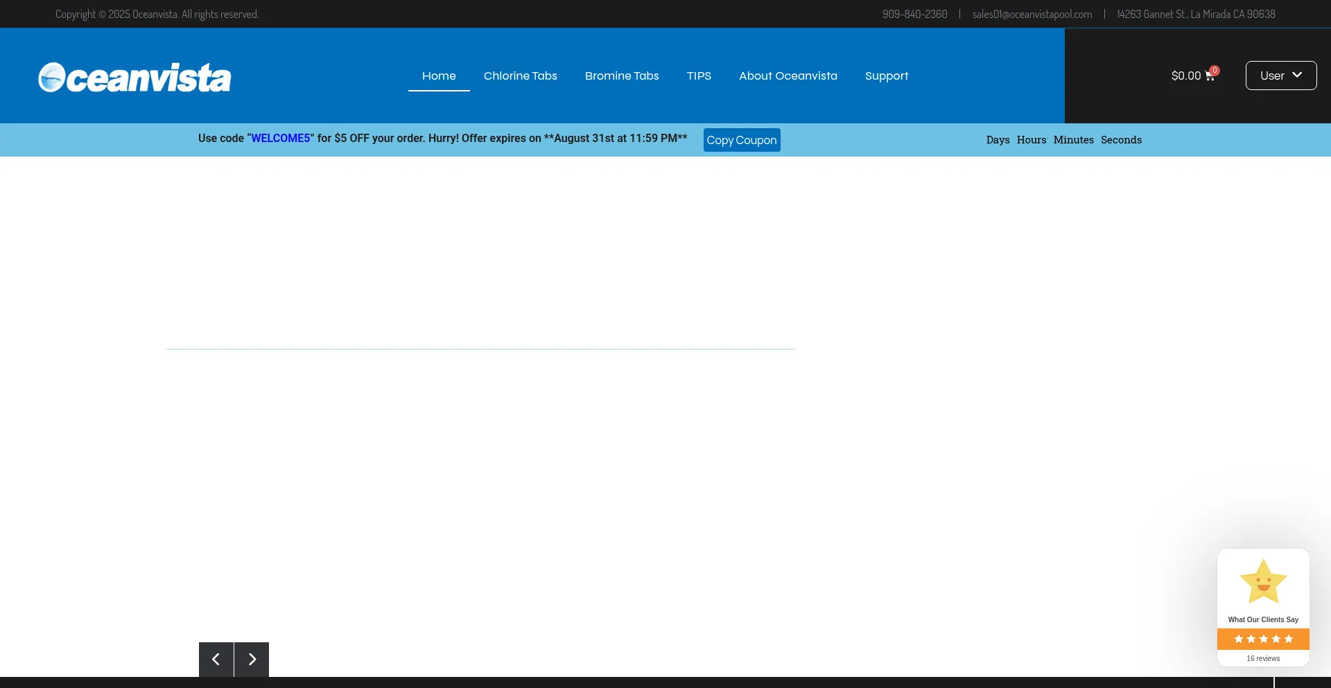Website screenshot of Oceanvistapool.com
