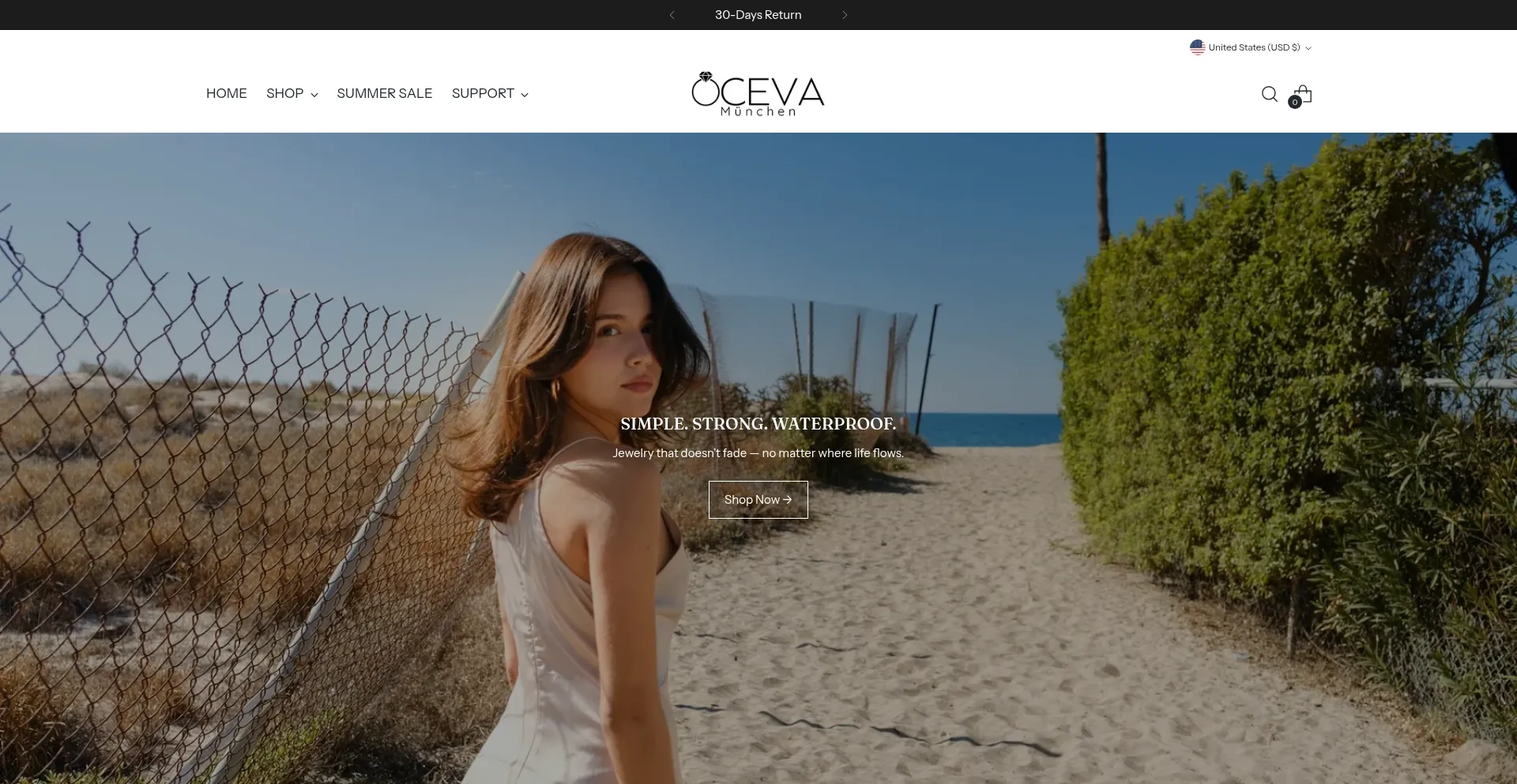 Website screenshot of Ocevajewelry.com