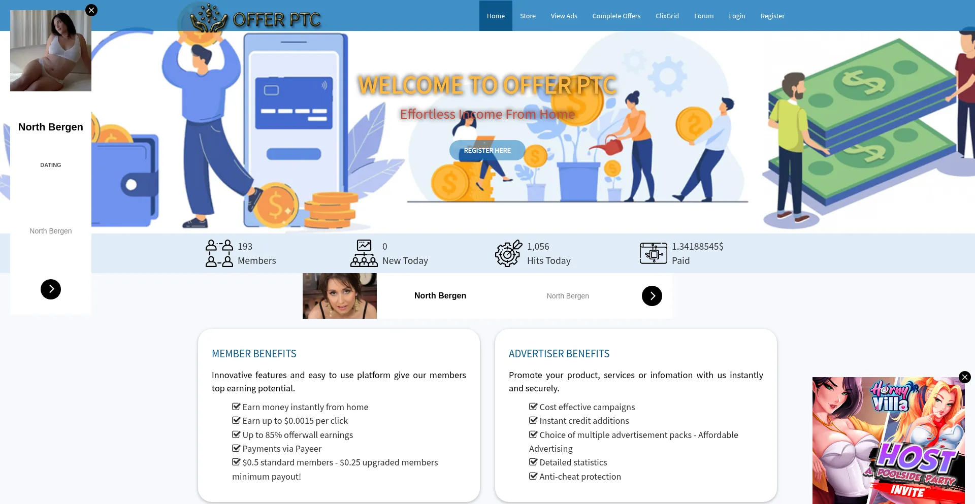 Website screenshot of Offerptc.com