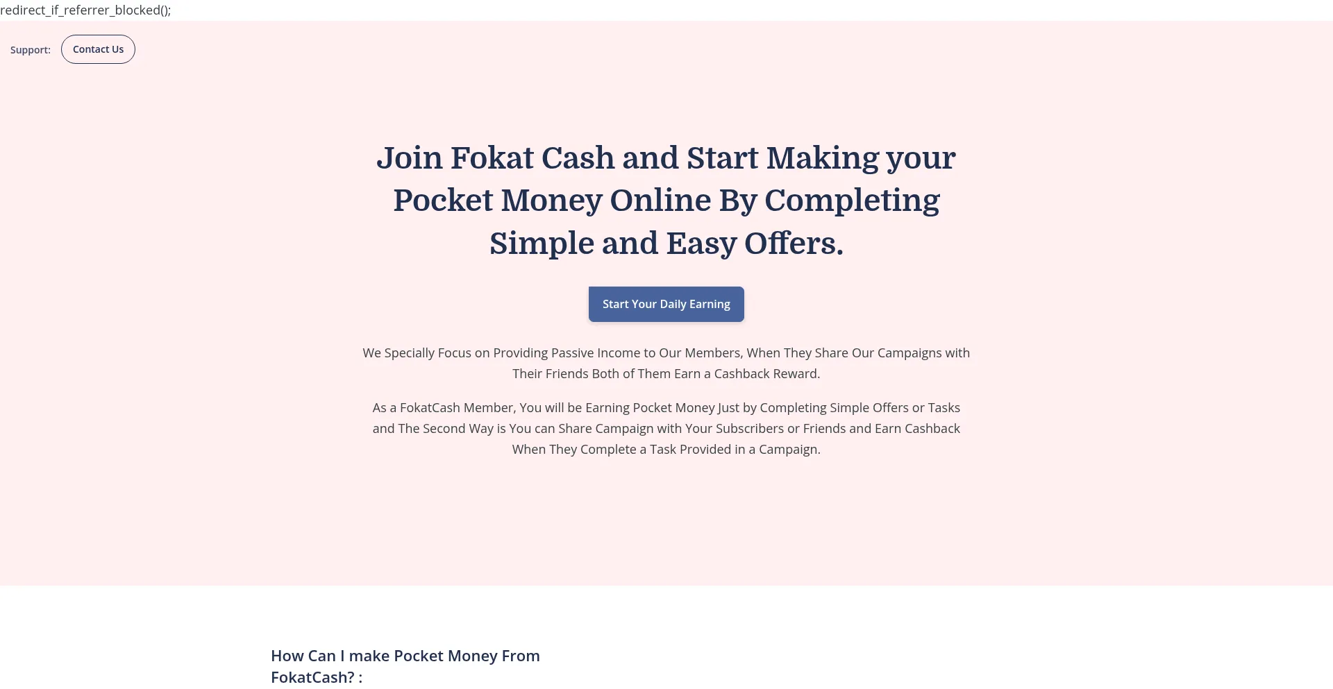 Website screenshot of Offers.fokatcash.com