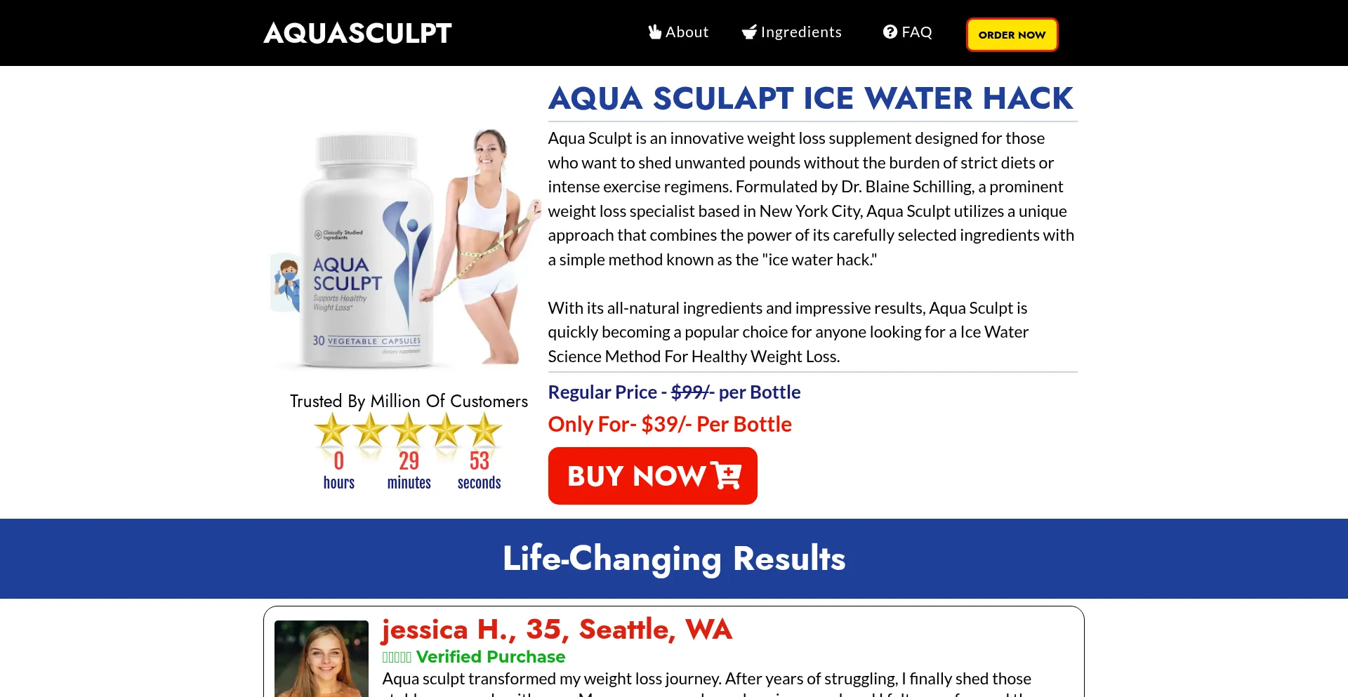 Website screenshot of Official-aquasculpt.com