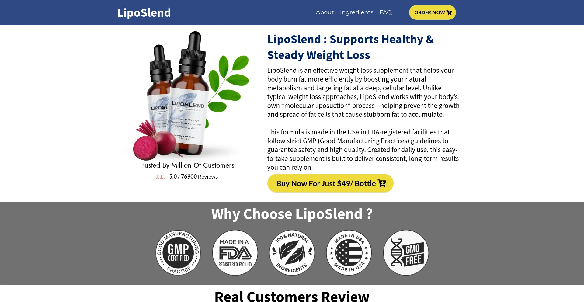 Website screenshot of Official-liposlend.com