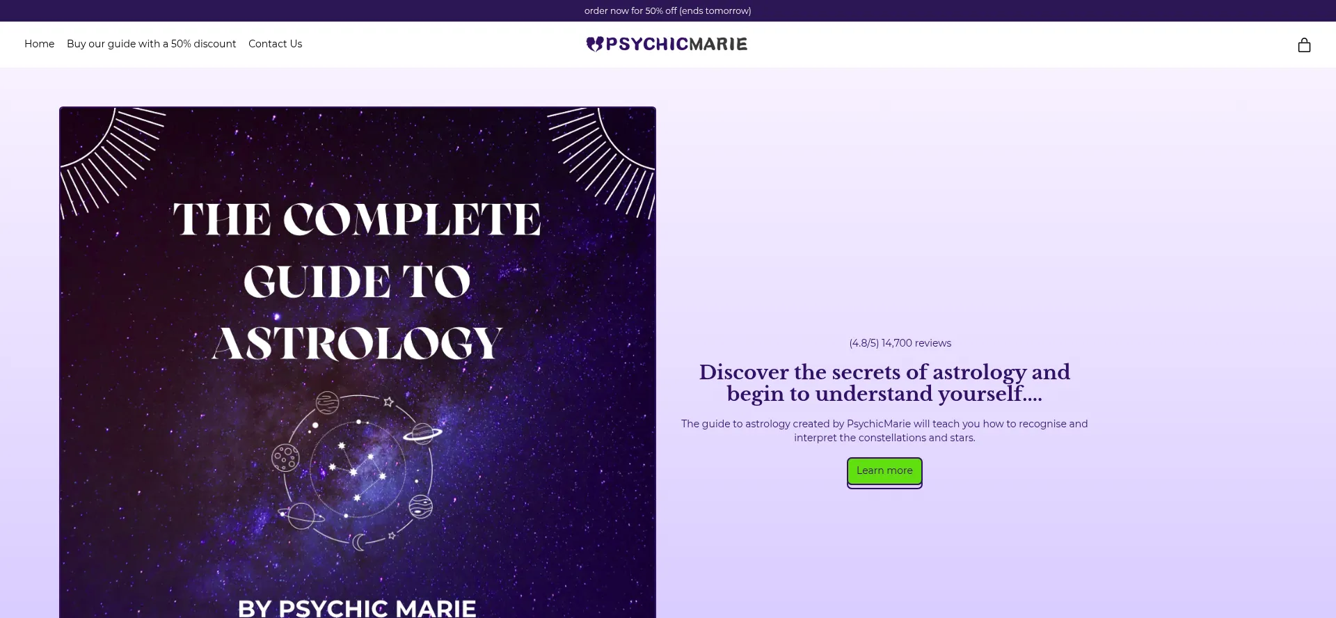 Website screenshot of Officialpsychicmarie.com
