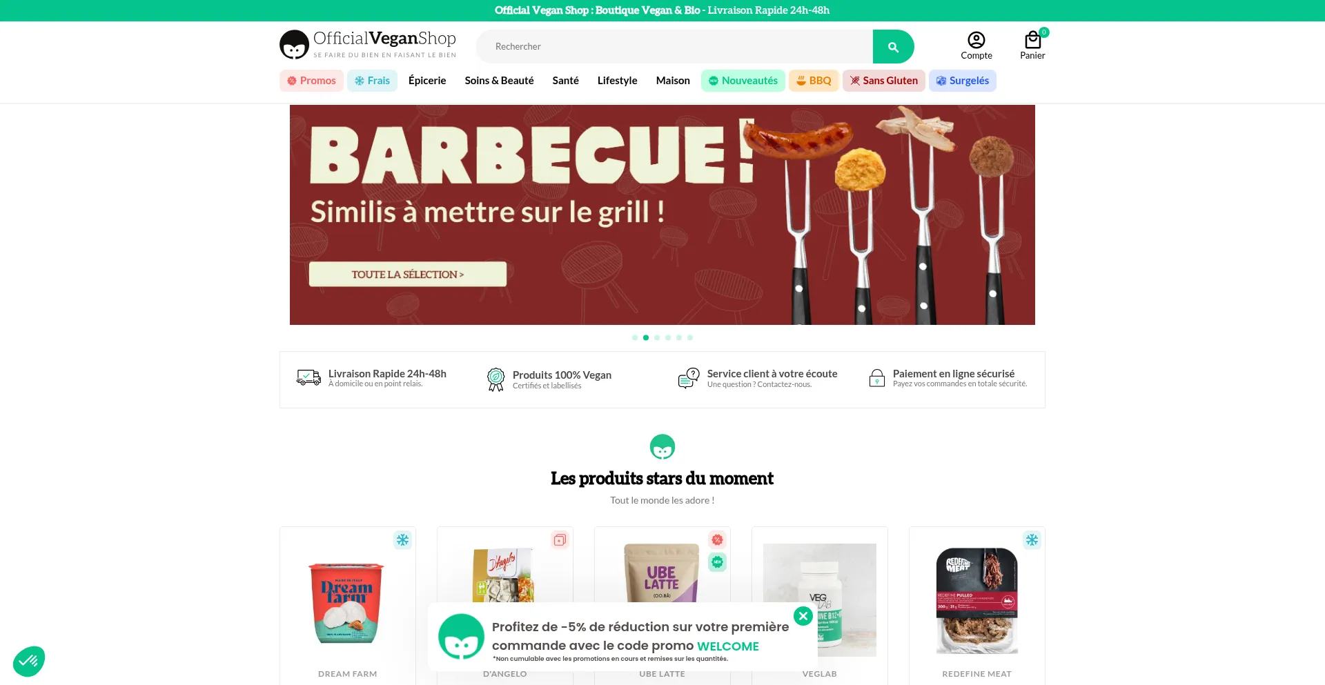 Website screenshot of Officialveganshop.com