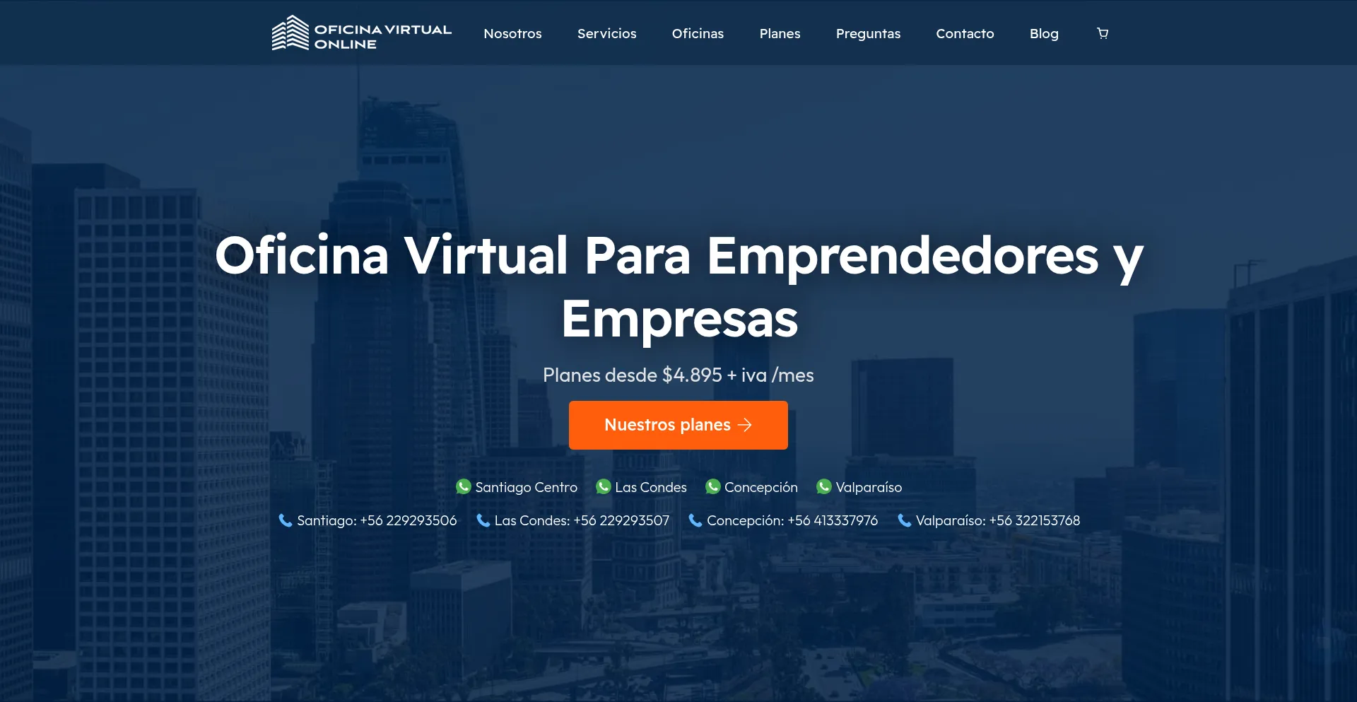 Website screenshot of Oficinavirtualonline.cl