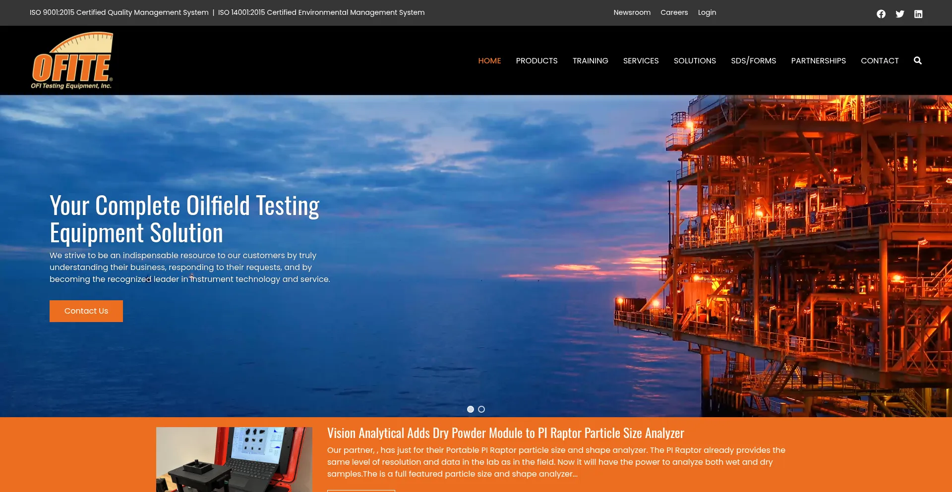 Website screenshot of Ofite.com