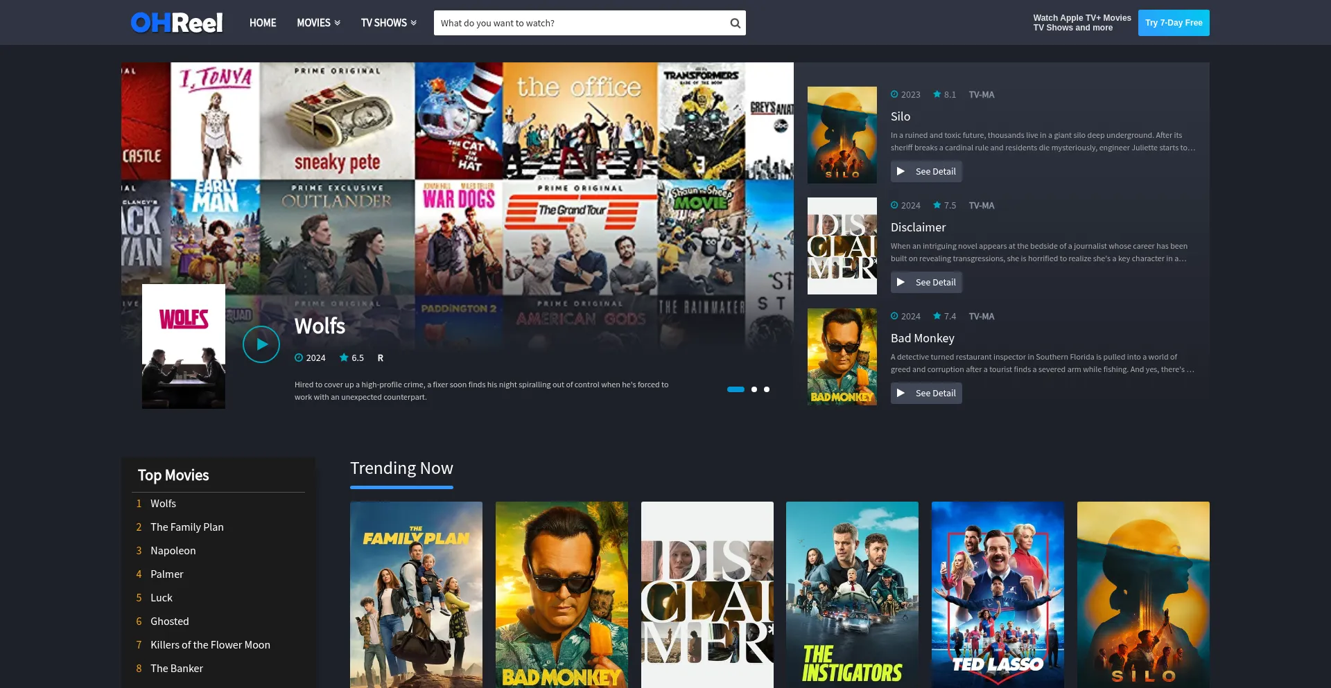 Website screenshot of Ohreel.com