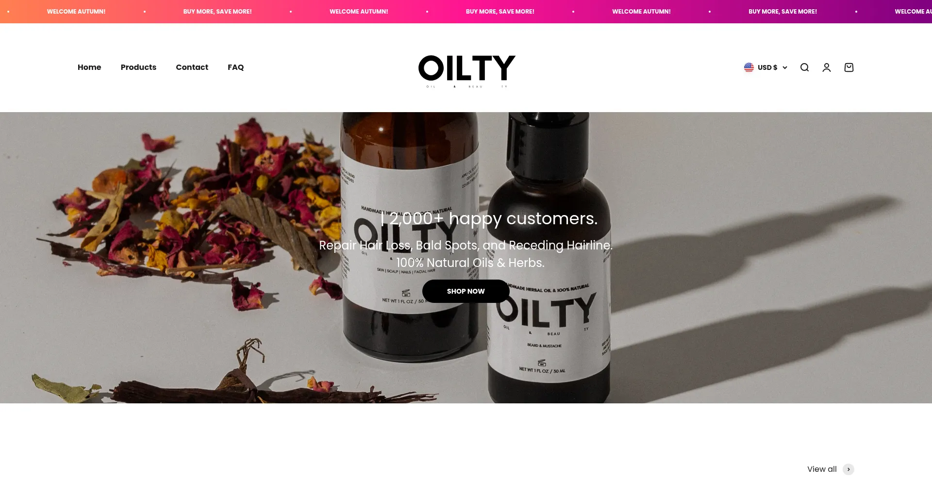 Website screenshot of Oilty.shop