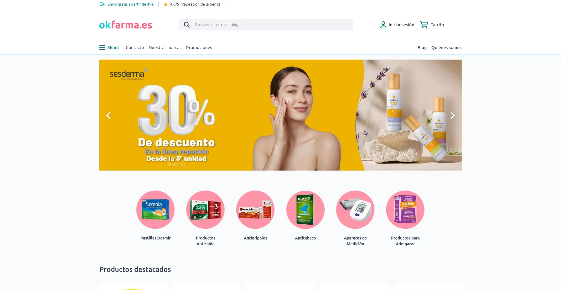 Website screenshot of Okfarma.es