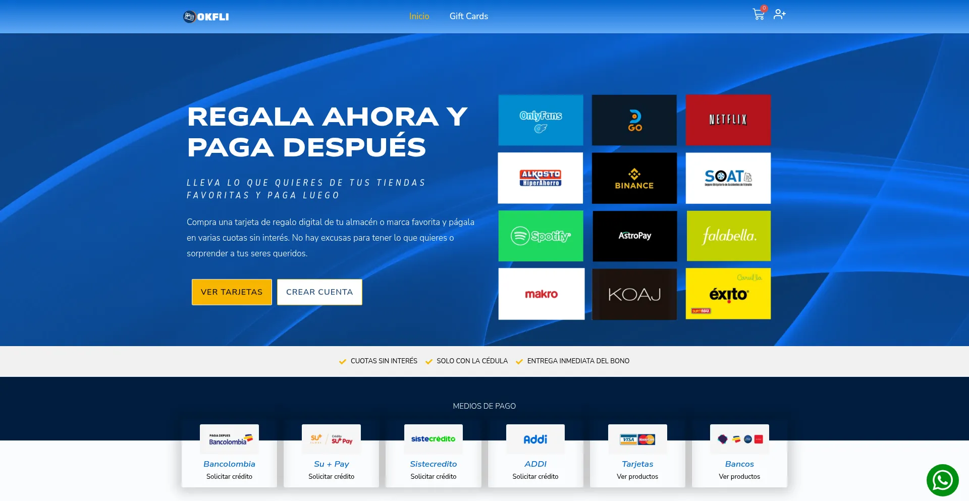 Website screenshot of Okfli.com