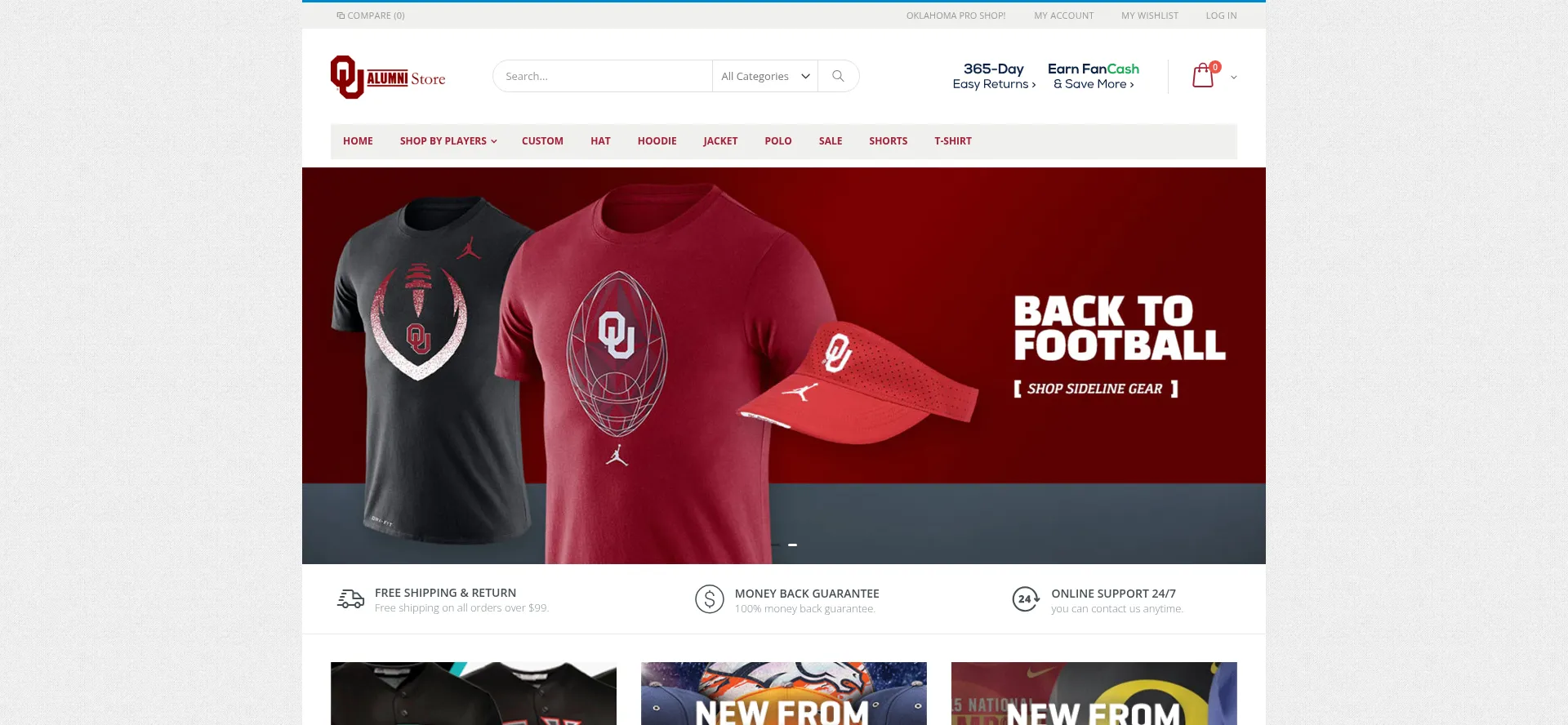 Website screenshot of Oklahomaproshop.com