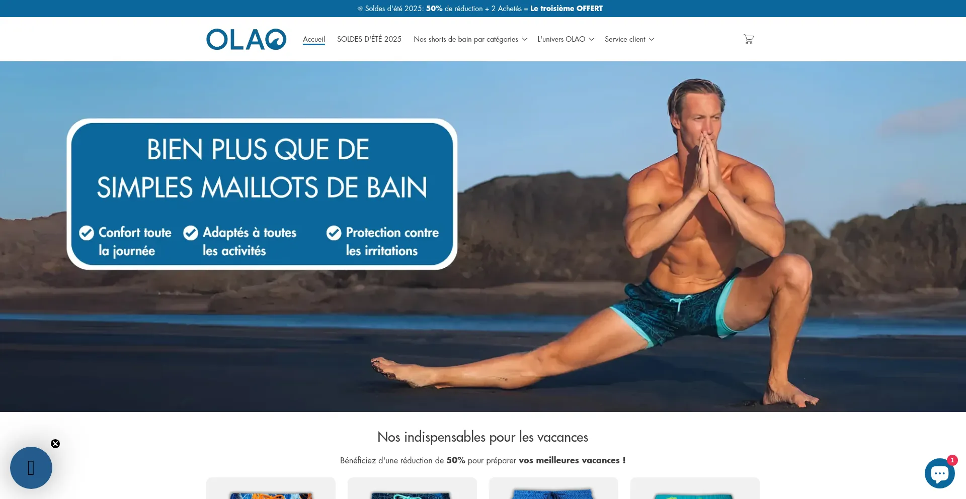 Website screenshot of Olao-officiel.fr