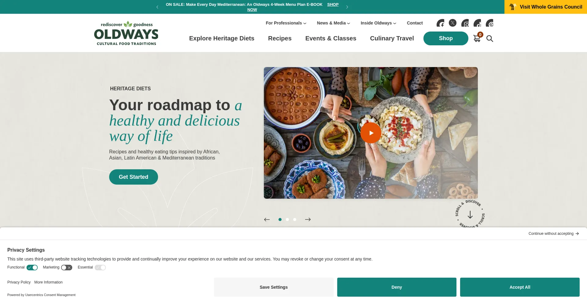 Website screenshot of Oldwayspt.org