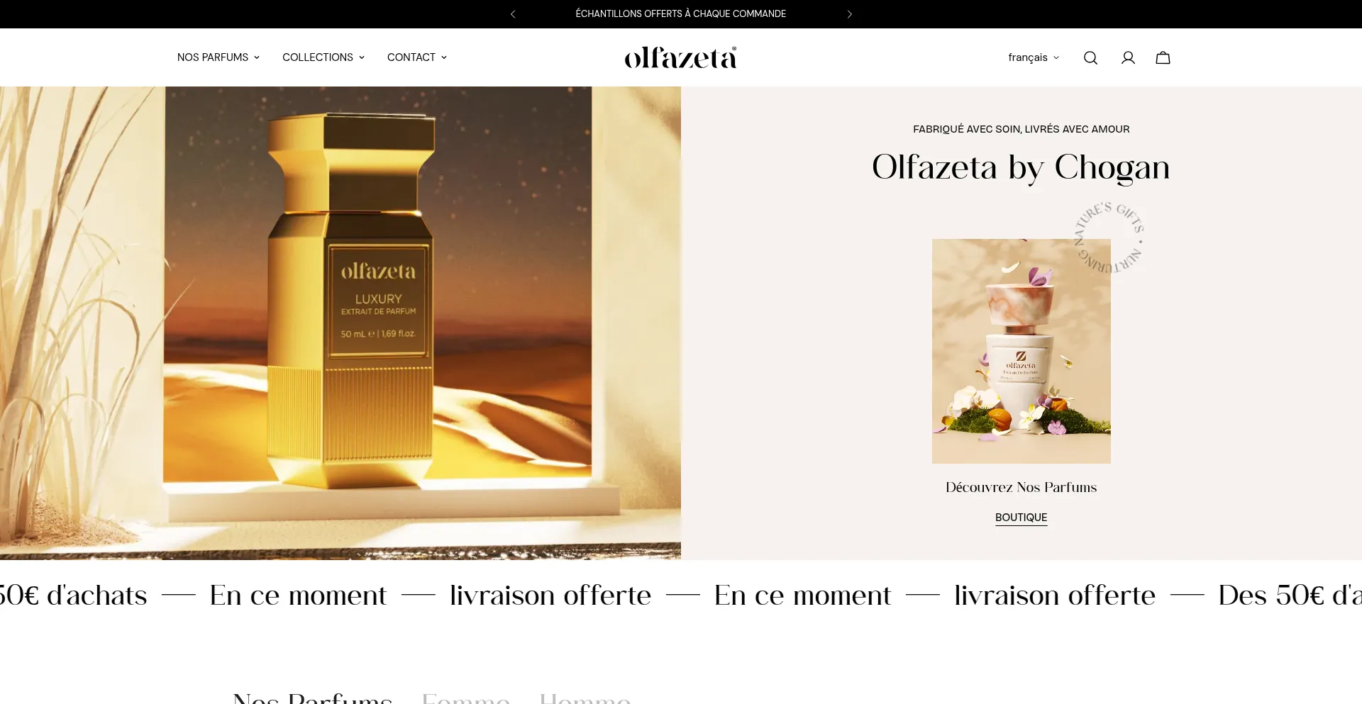 Website screenshot of Olfazeta.fr