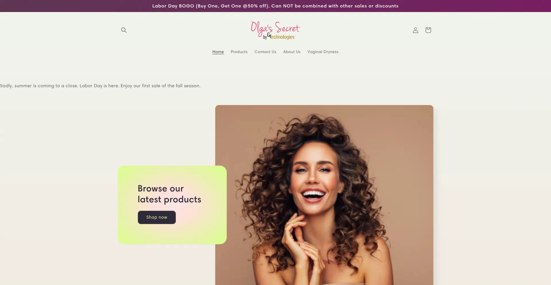 Website screenshot of Olgassecret.com