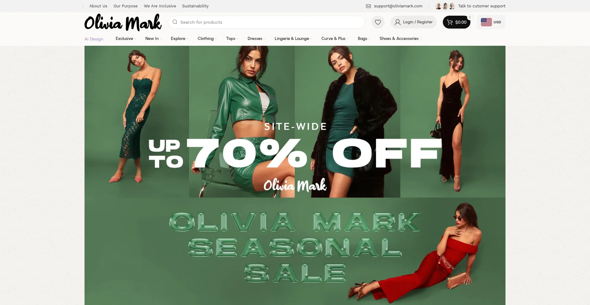 Website screenshot of Oliviamark.com