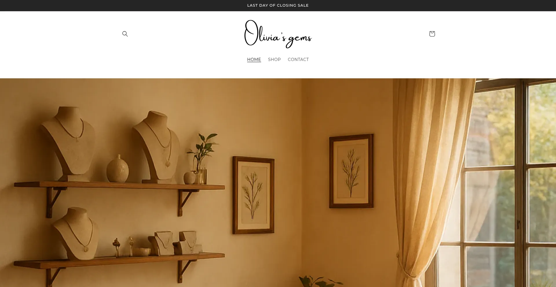 Website screenshot of Olivias-gems.com