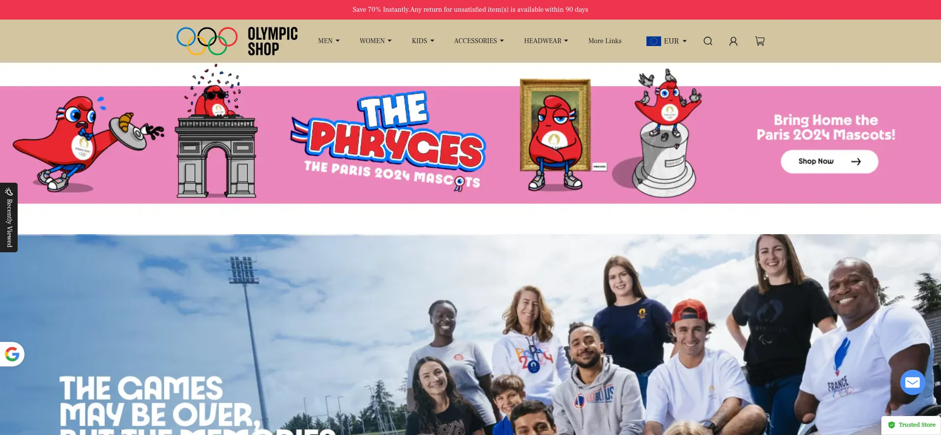 Website screenshot of Olympicsvip.shop