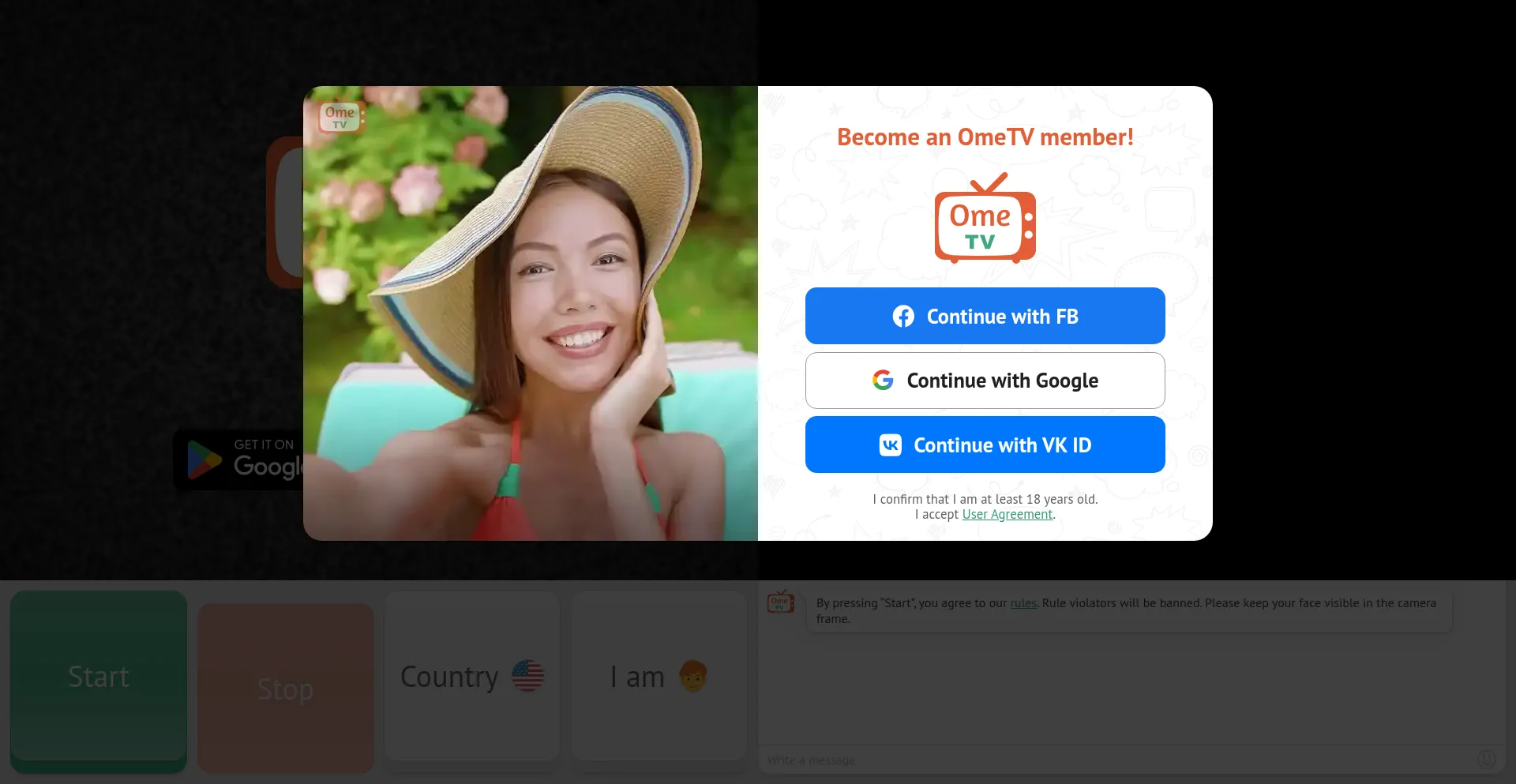 Website screenshot of Ome.tv